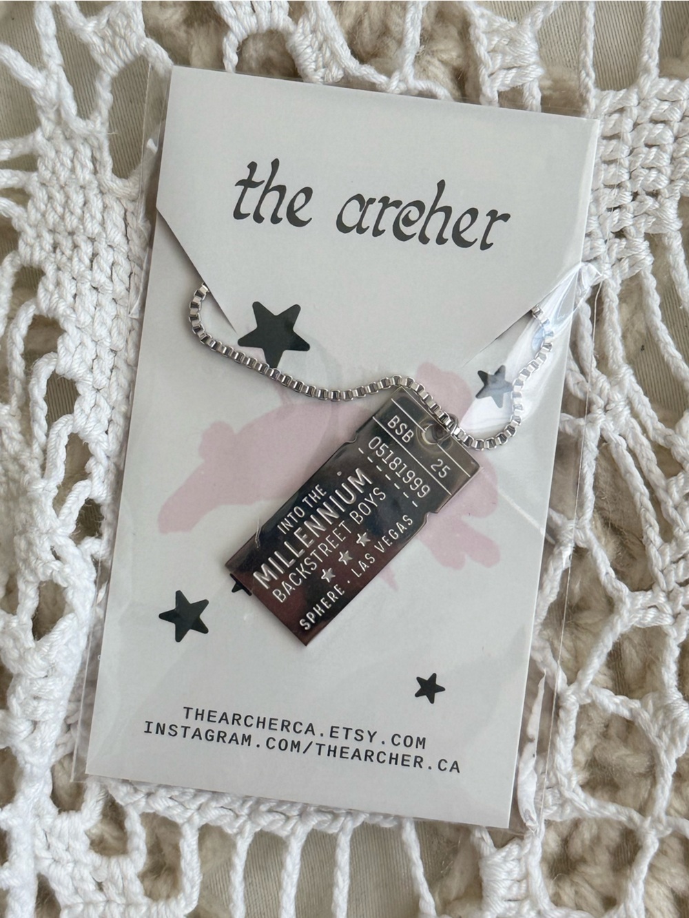 Backstreet Boys Millennium Tour Silver Ticket Pendant Necklace
